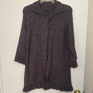 Women's Heather Gray Sweater with Fringe